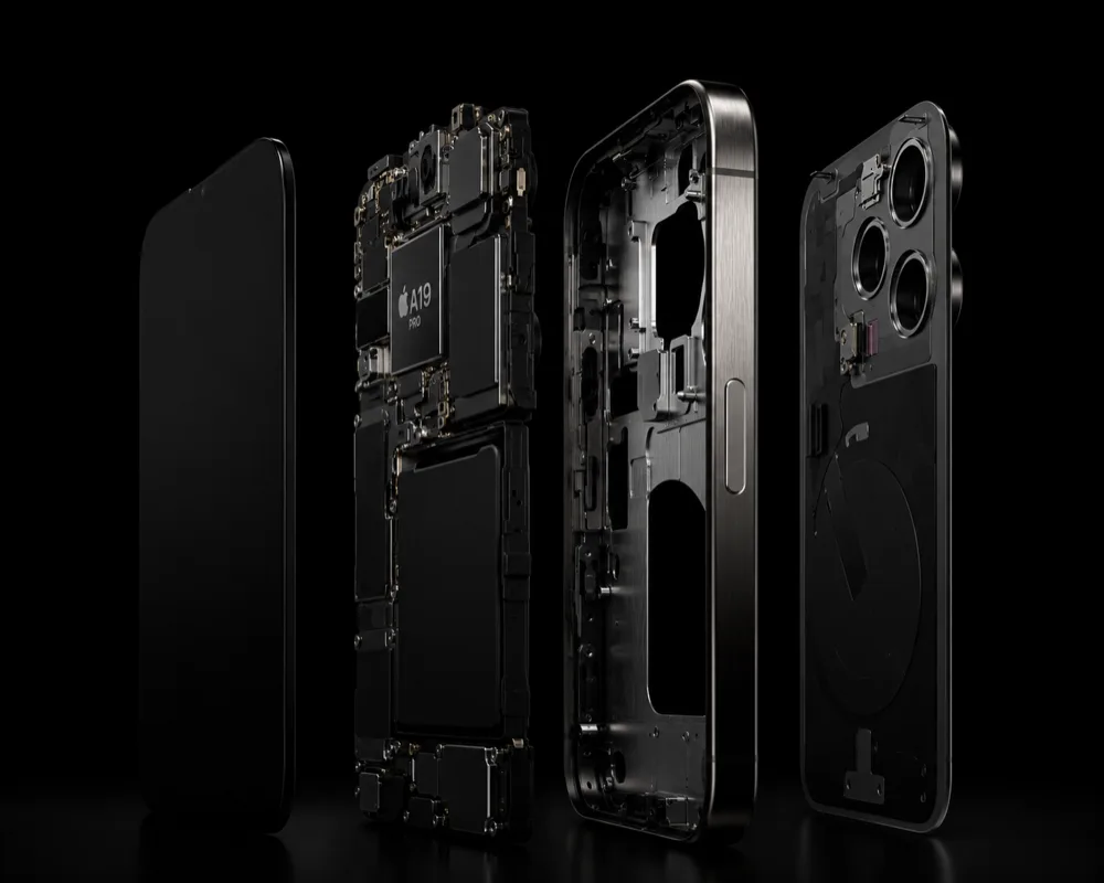 iPhone مفكك يوضح مكوناته الداخلية